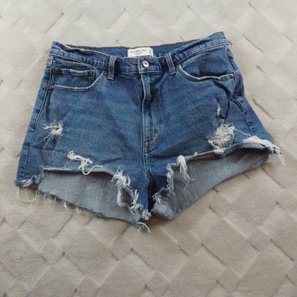 Abercrombie & Fitch Blue High Waist Denim Shorts